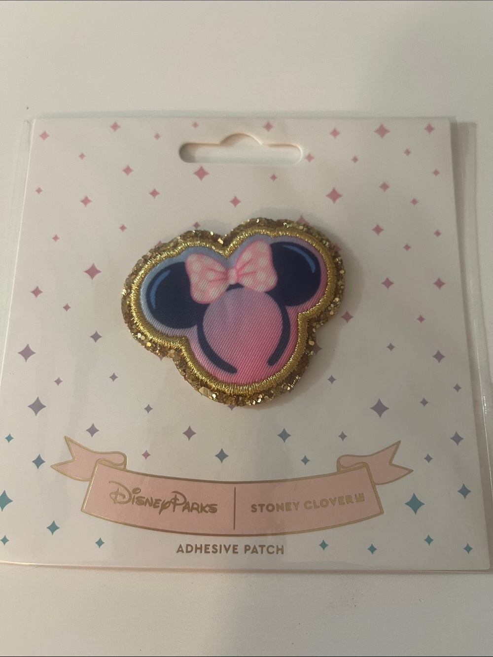 Disney Pink and Navy Minnie Mouse Patch with Gold Trim